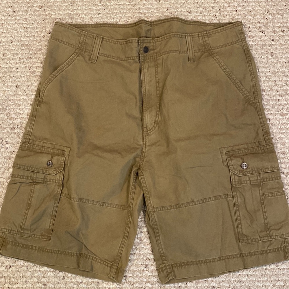 Mens cargo shorts.  Rustic tan
